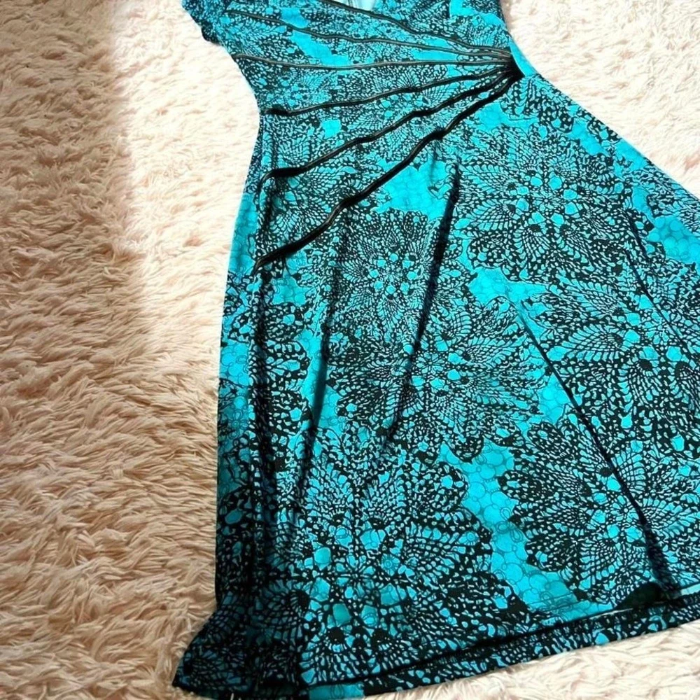 Teal Floral Wrap Academia Powerful Dress Womens 10 Dark Fairy Unique Eclectic